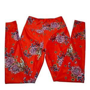 Flightmode Red Tiger and Floral Print Leggings Size Small
